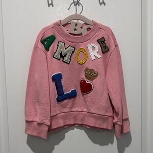 Pink Kids Sweatshirt with Colorful Patches